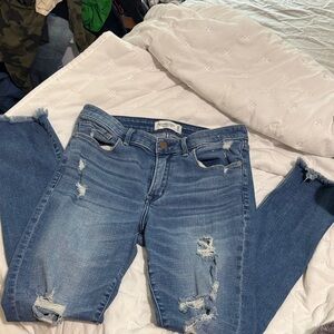 Abercrombie & Fitch Ripped Blue Ankle Jeans